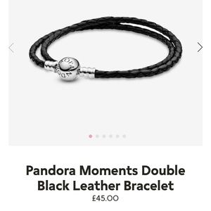 Pandora Moments Double Black Leather Bracelet